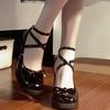 2026 New Black Retro Cross-Tie Pumps Casual Mary Jane Shoes Round Toe Shoes Ladies Lolita Sweet Fashion Shoes Woman Bow Designer