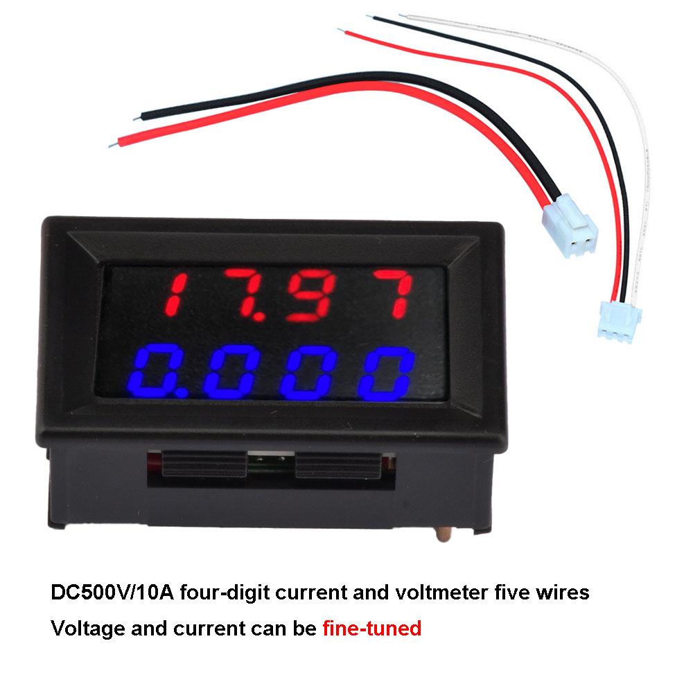 Digital Voltmeter DC 500V 10A Digital Voltmeter Voltage Red Blue Voltmeter Ammeter Volt Meter Gauge Electromobile Motorcycle Car