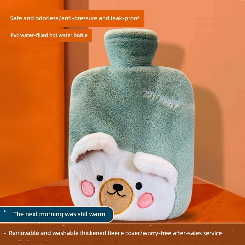 Water-Filled Hot Water Bottle for Hand Warming, Washable Hot Water Bag, Cartoon Design with Double Hand Slots