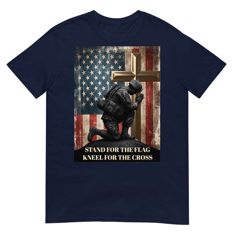 I Stand For The Flag And Kneel For The Cross Us Flag Usa TShirt S