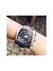 CHRONOGRAPH Herren Quarz Chronograph Uhr - Schwarzes Quadratisches Zifferblatt, Schwarz/Weiß Ionenplattiertes Armband, Datumsanzeige SNAA97J1