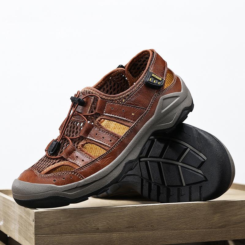 

Large size Amazon hot-selling summer new men s shoes outdoor breathable beach sandals a piece 2025 46 коричневый