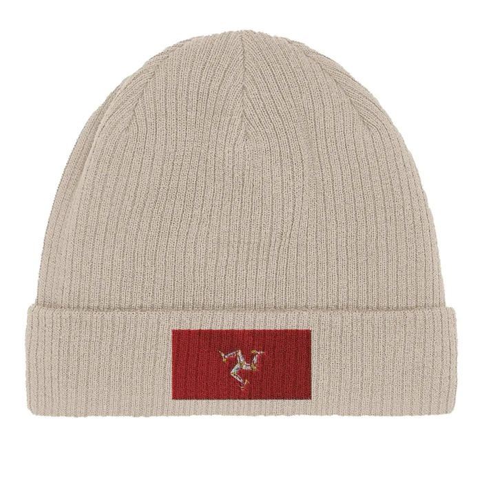 Bonnet Drapeau île de Man en Beige
