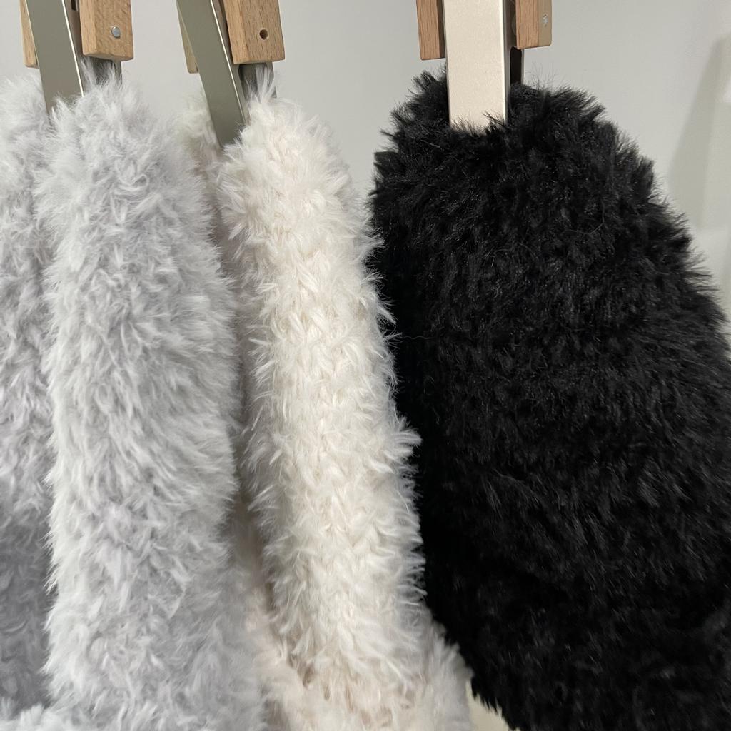 Korean White Plush Knitted Hat for Women In Autumn and Winter Fashionable Warm Imitation Fur Ear Protecting Hat