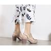 Europe and the United States Sandals Female Metal Buckle Stitching Sandals Thick High Heel Comfortable Large Size Sandals
