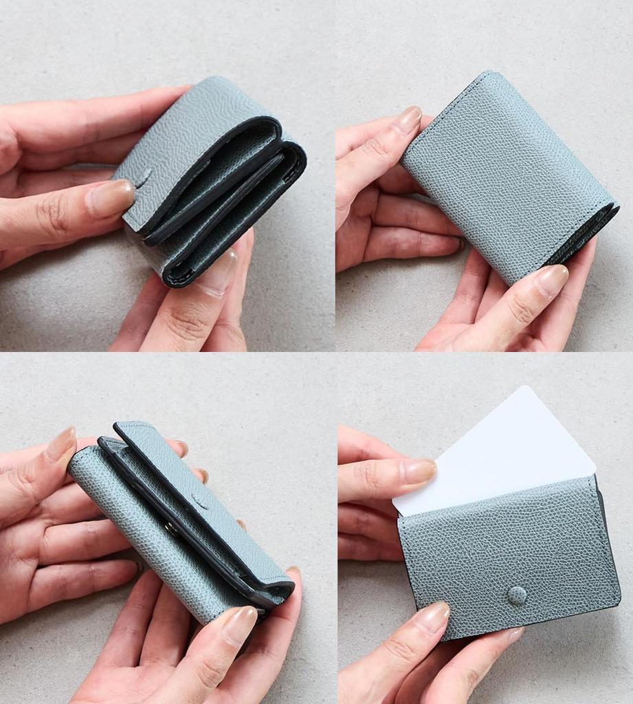 Slim, compact, tri-fold wallet for men and women, made of leather and made in Japan by the SOPO brand, SO37 (Oyster Gray).