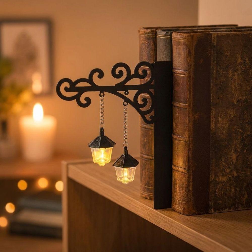 Decorative LED Book Nook Lamp Vintage Metal Library Night Light Pumpkin Ghost Lantern Home Office