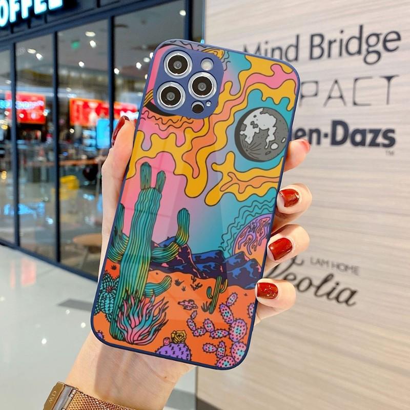 Coole seltsame Kunst-Telefonhülle für iPhone 14 13 12 11 Pro Max X XR XS 8 7 Plus Flüssigglas-Farbtelefonabdeckung