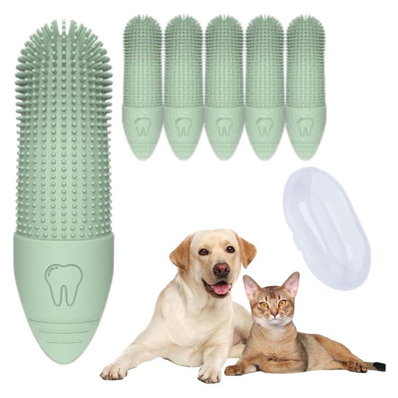 Hunde-Fingerbürste 6 Stück Weiche Silikonborsten Hunde-Zahnbürste zur Reinigung für Hundezähne