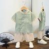 Completo Estivo da Ragazzo a Maniche Corte Stile Cinese per Bambini Hanbok Bello Completo Tang Cotone Lino Sezione Sottile di Abbigliamento Antico