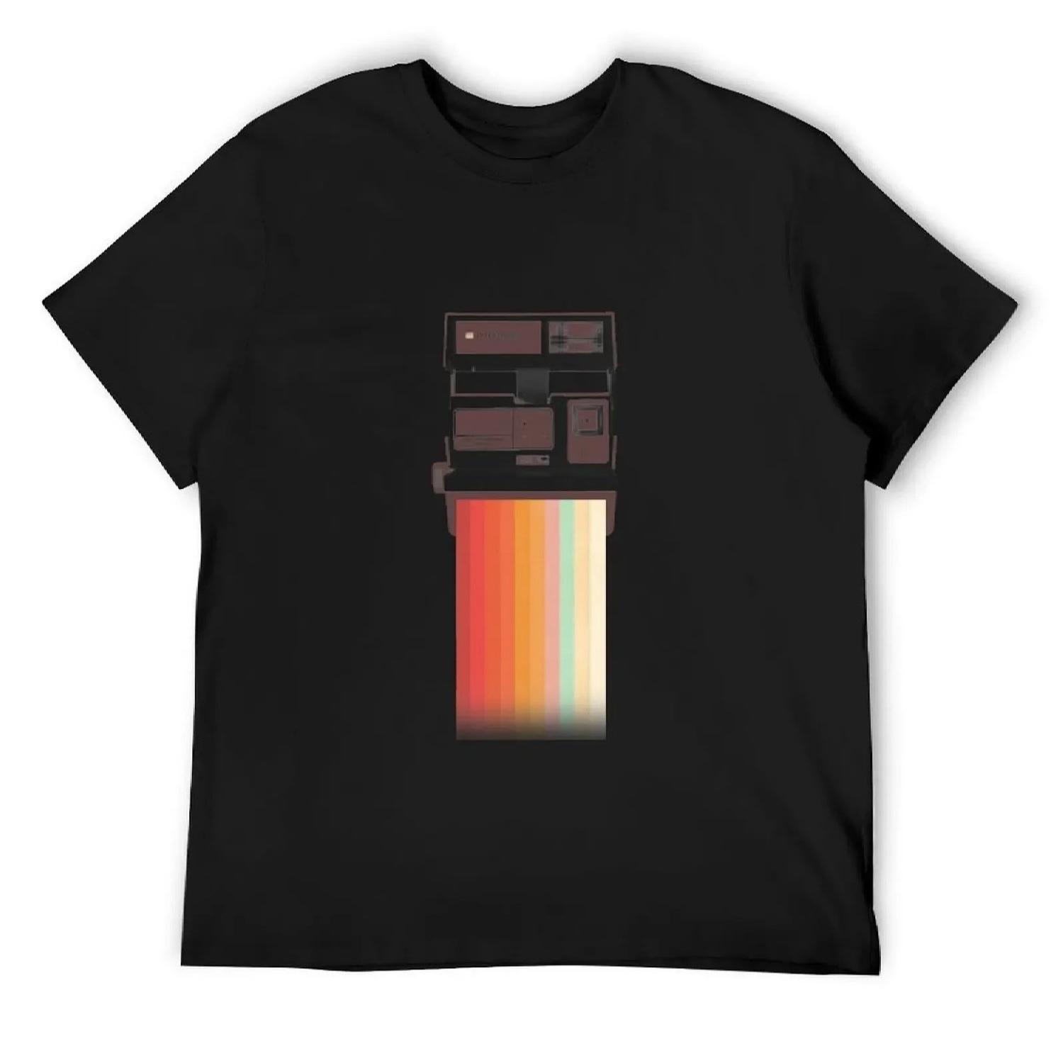 Instant Camera Rainbow T-Shirt cute tops vintage anime shirt funny meme t-shirts blue archive mens t shirts S