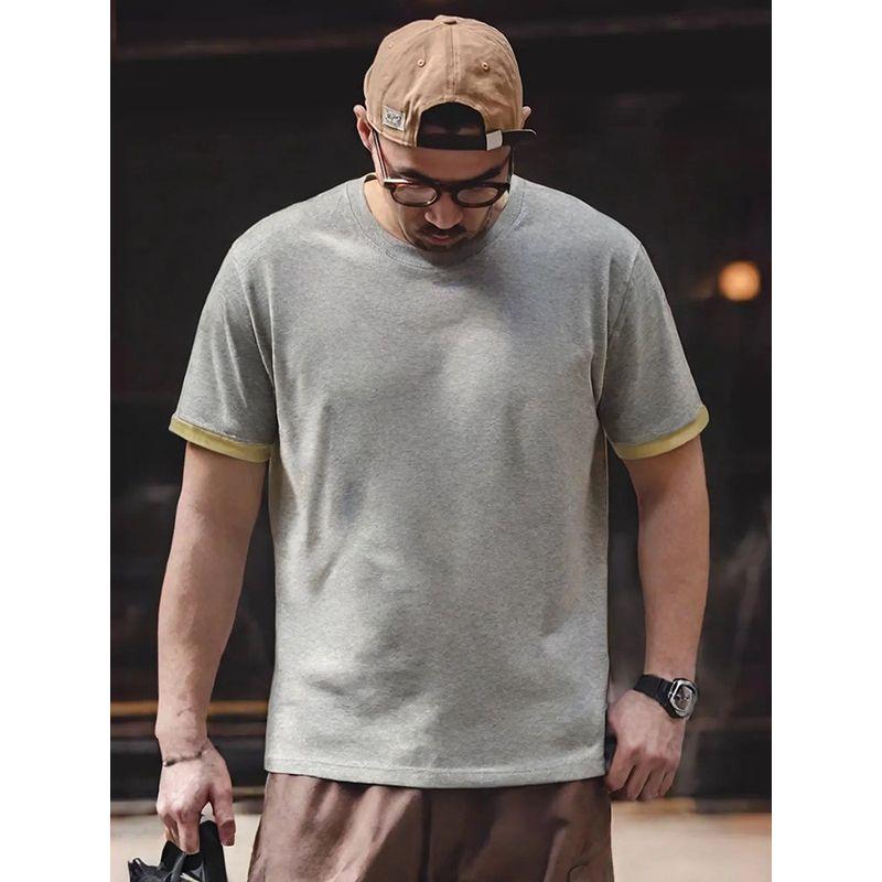 Foreign Trade Export to Domestic Sales American vintage Heavy Cotton Short sleeve T-shirt Men's Summer Men's Bottoming T-shirt