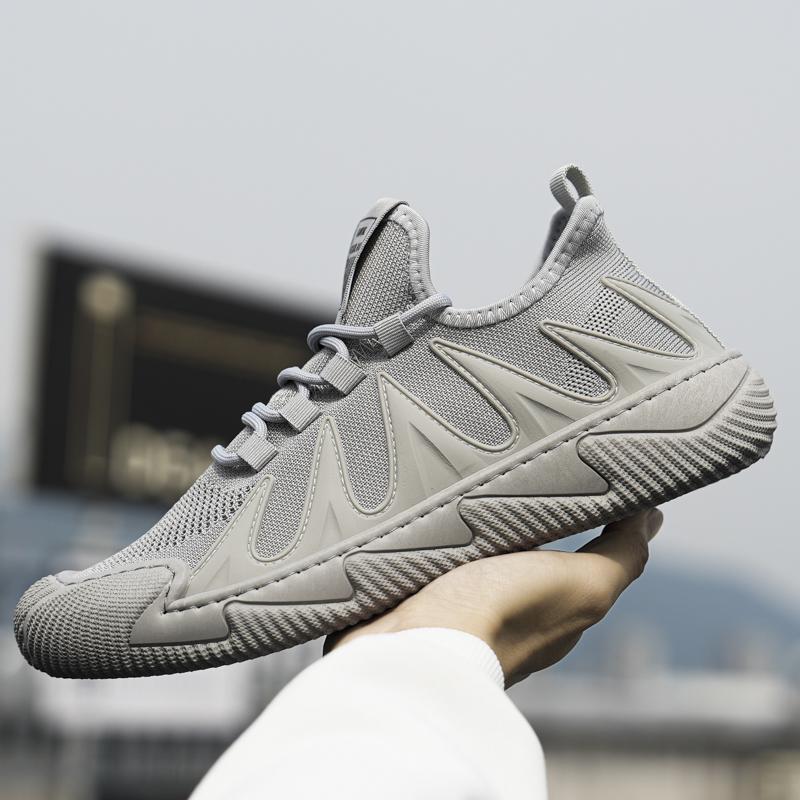 

2024 новые мужские повседневные сетчатые туфли, легкие и мягкие дышащие вулканизированные туфли для бега, спортивные модные высокие кроссовки 44 серый