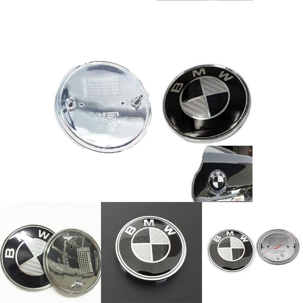 Logo BMW für echtes Kohlefaser Schwarz Silber 74mm Hauben-Kofferraum-Plakette Emblem