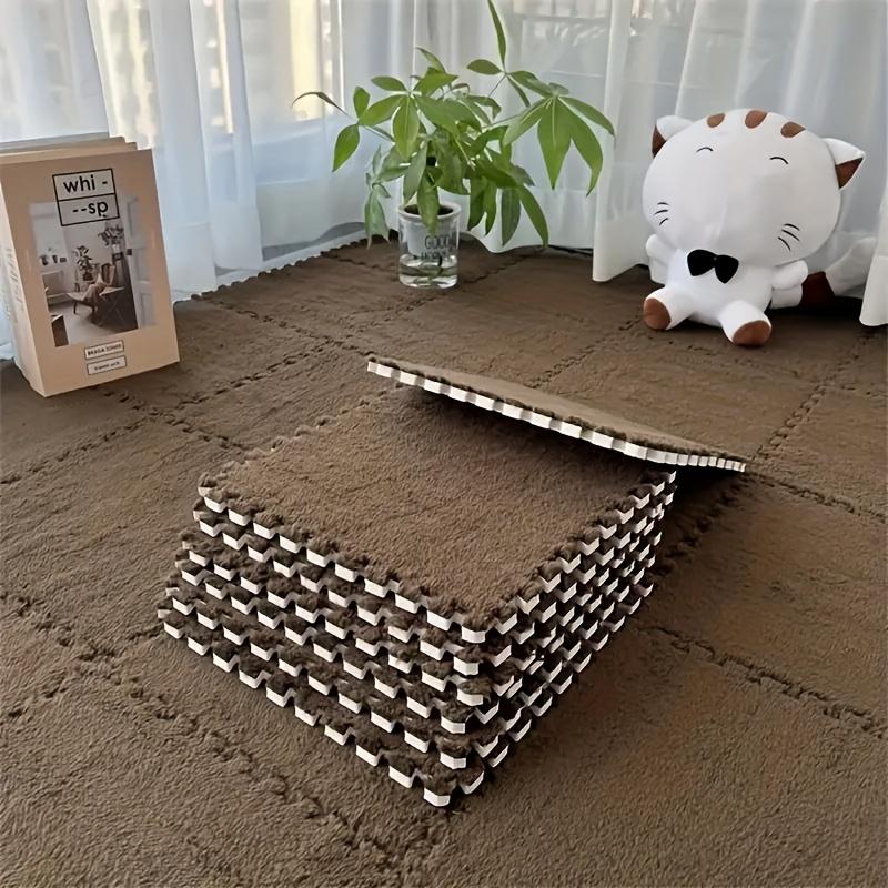 6Pcs 30*30CM Creative Plush Puzzle Foam Floor Mat Puzzle Carpet Warm Playmat Interlocking Exercise Tiles Fluffy Area Rugs