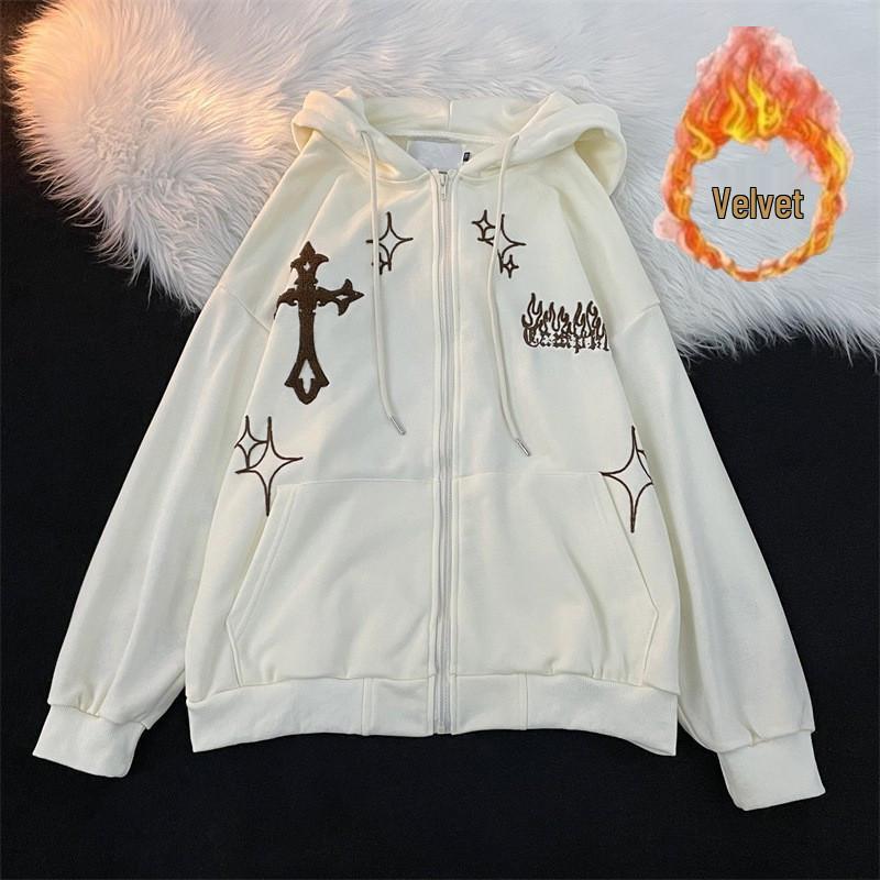 Men's Hooded Cardigan: Trendy American High Street Oversized Embroidered Sportswear for Spring and Autumn Couples.