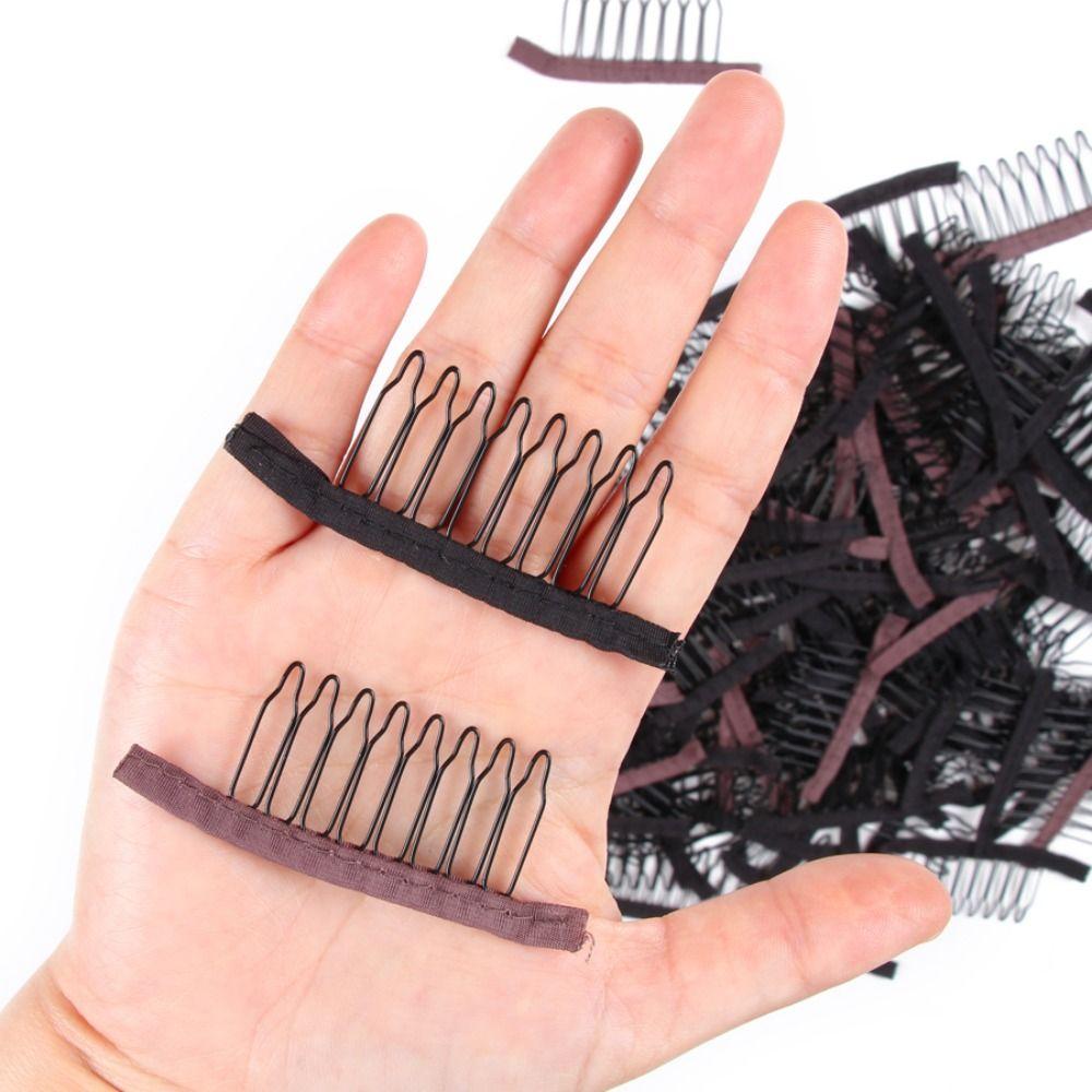 10 Pcs/Lot Cloth Wig Clips 6/8 Theeth Hair Extension Clips Wig Making Tool Wig Combs  for Wig Caps