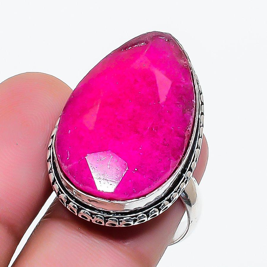 Natural Ruby(Simulated) Gemstone 925 Sterling Silver Jewelry Ring Size 6 AR-17777