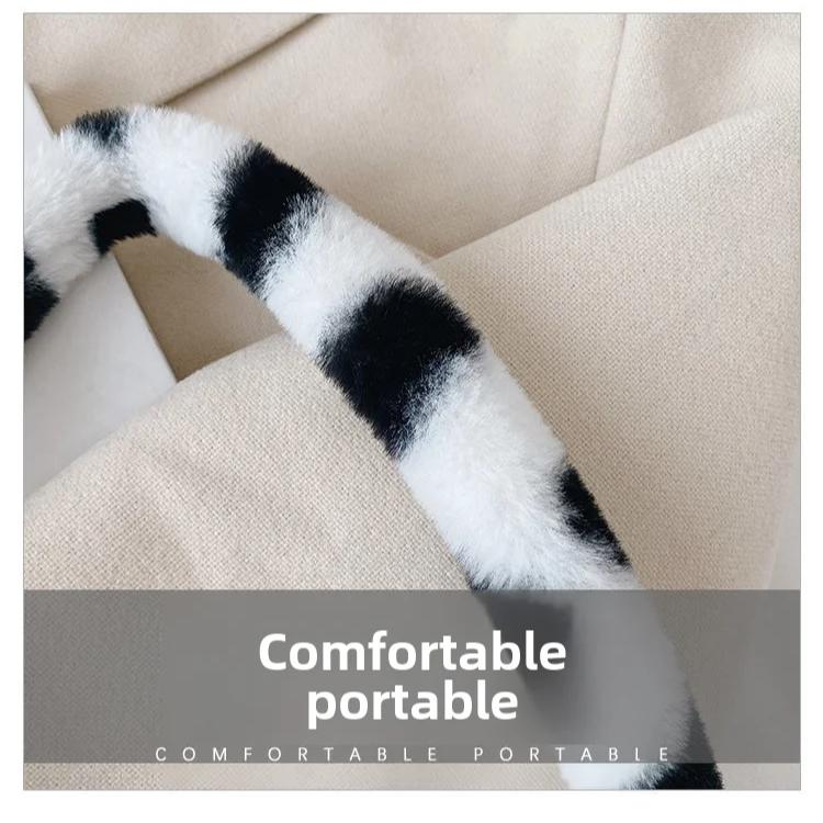 Bolso de hombro debajo del brazo, nuevo bolso de hombro portátil de moda, estilo occidental, bolso de mujer con estampado de leopardo y aro peludo, relleno