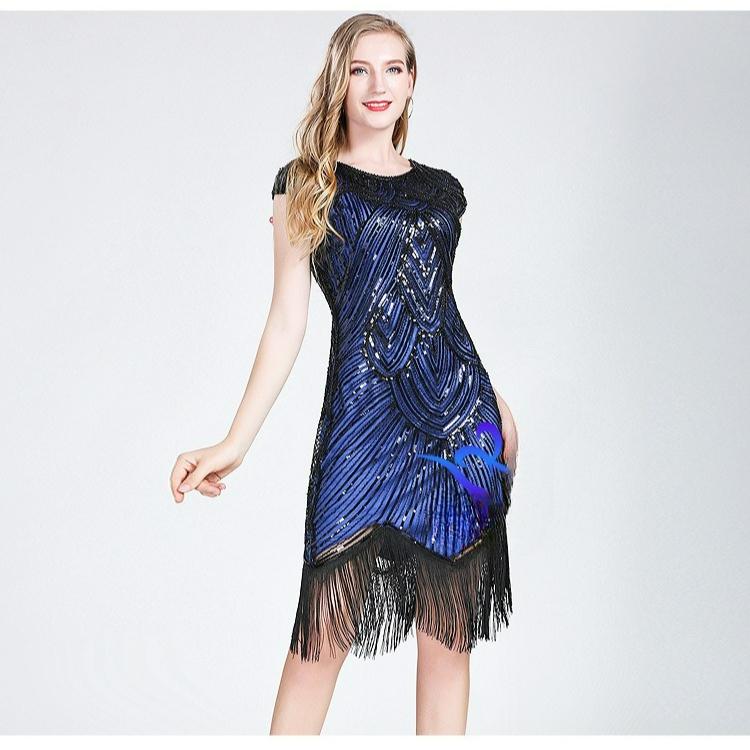 Retro Sequined Tassel Skirt Toast Dress Tassel Dress Party Dance Dance Party Dance Skirt Holiday Gift