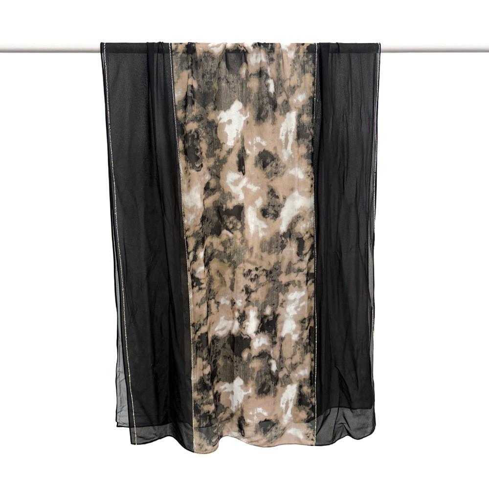 Chiffon Scarf With Ink Wash Style Embroidery For Women Cold Weather Accessories 01