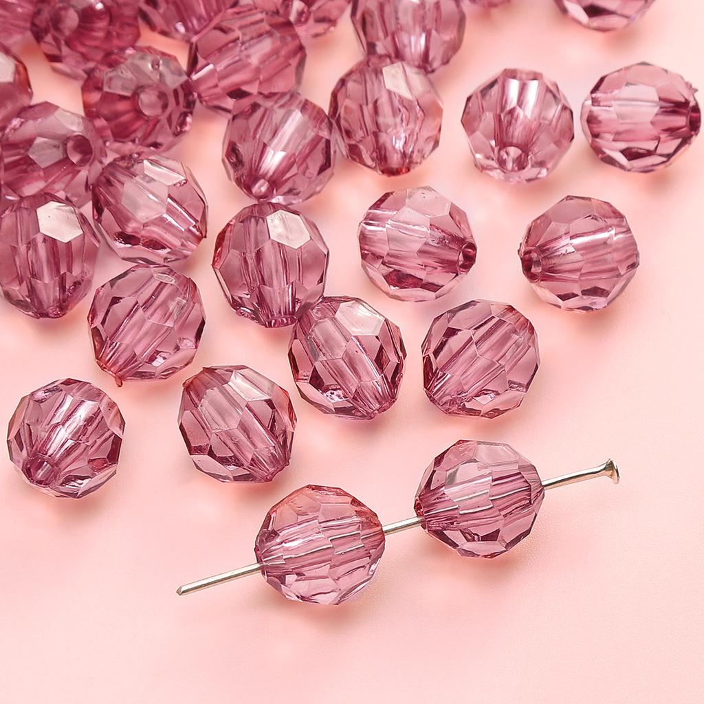 Handmade Beads Diamond-shaped Faceted Beads Acrylic Transparent Irregular Faceted Round Beads Beads DIY Bracelet Cell Phone Chain Jewelry Loose Beads