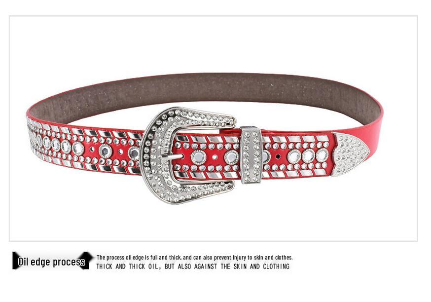 Unisex Fashion Rivet Belt with Rhinestone Alloy Pin Buckle