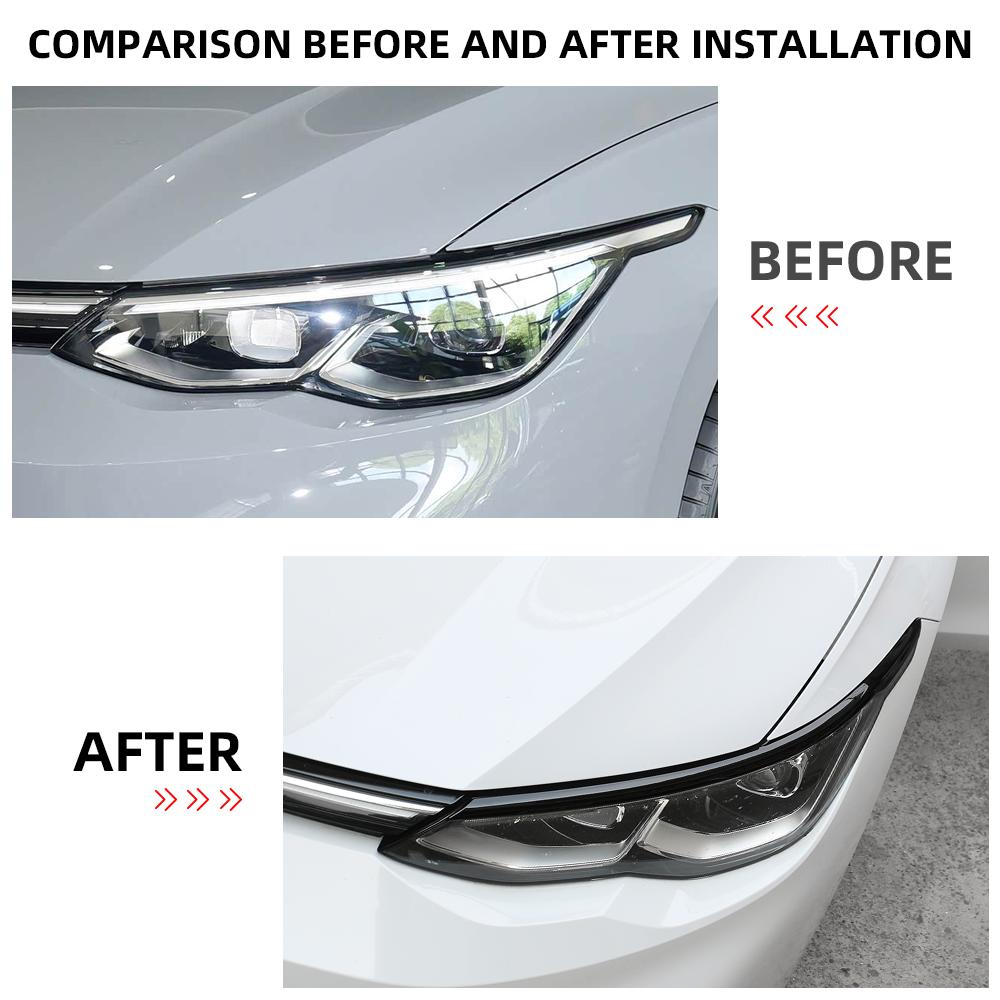 For VW Golf 8 MK8 GTI GTD GTE R R-LINE TSI TDI 2020-2024 Headlight Eyebrow Eyelid Head Lamp Decoration Trim Sticker Accessories