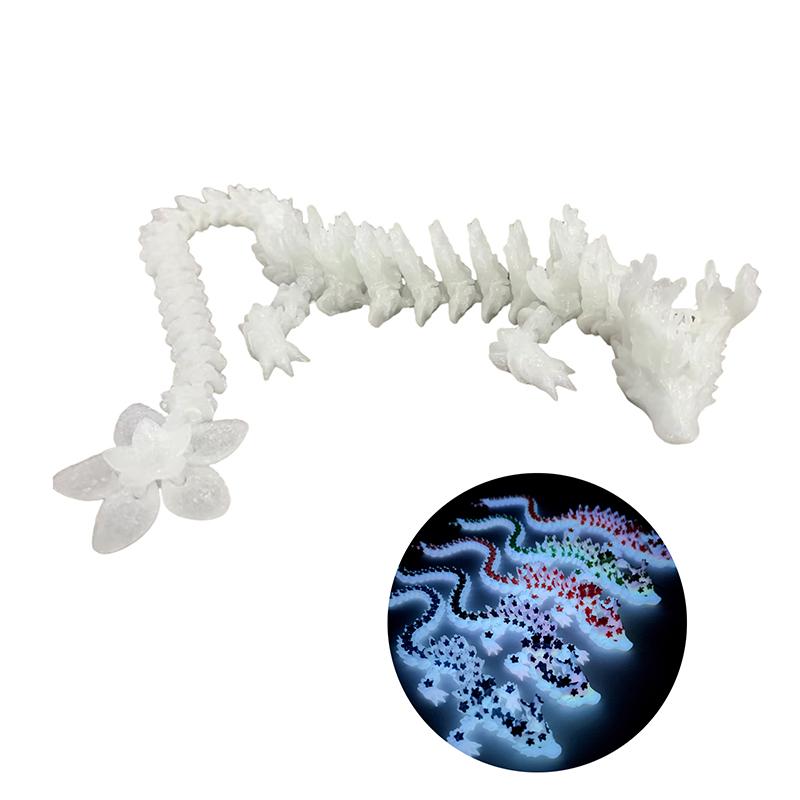 1 Piece Desktop Ornament 3D Printed Cherry Blossom Dragon Glow In The Dark Rotatable Articulated Dragons Figures Action Toy