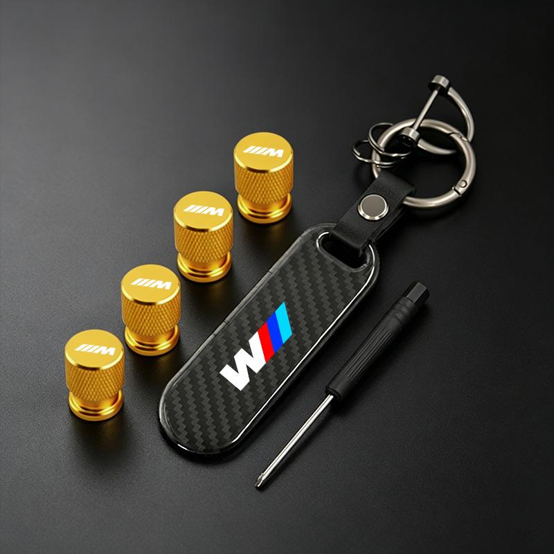 Car Valve Caps Wheel Tires Air Tyre Stem Protective Cover And Car Keychain For BMW M Emblem E46 E36 E34 F10 E90 F30 E53 E30 E87