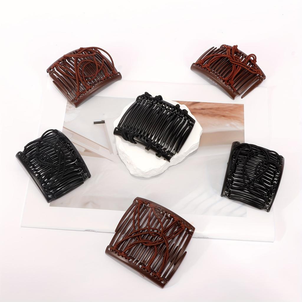 6Pcs Elastic Hair Ties, Elegant Magic Hair Comb, Fashionable Lazy Updo Hair Clip, Non-Slip Hair Insert, for Women