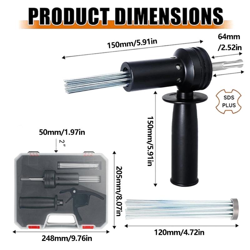 18 Needle Electric Rust Remover Rust Removal Tool With Hardened Steel Tip For Metal And Concrete Surfaces Cleaning