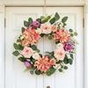 3D 50cm Artificial Green Plant Wreath, Peony And Camellia Artificial Flower Wreath, Door Decoration, Wedding Decoration, Home Hanging Ornament.
