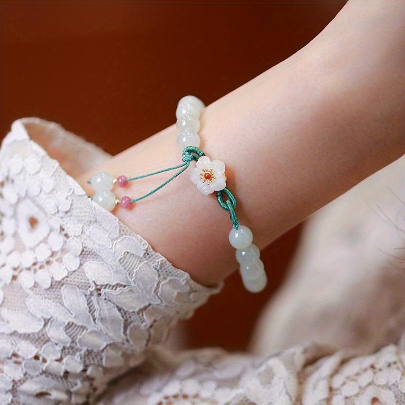 Bead Peach Blossom Weaving Bracelet, Women's Ethnic Style Design, Best Friend Same Style, Exquisite and Versatile Handmade Gift