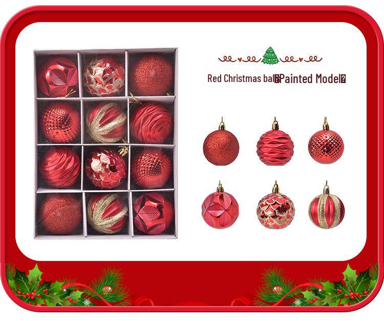 12pc Painted Christmas Ball Set - 6cm Ornaments for Tree & Holiday Decor