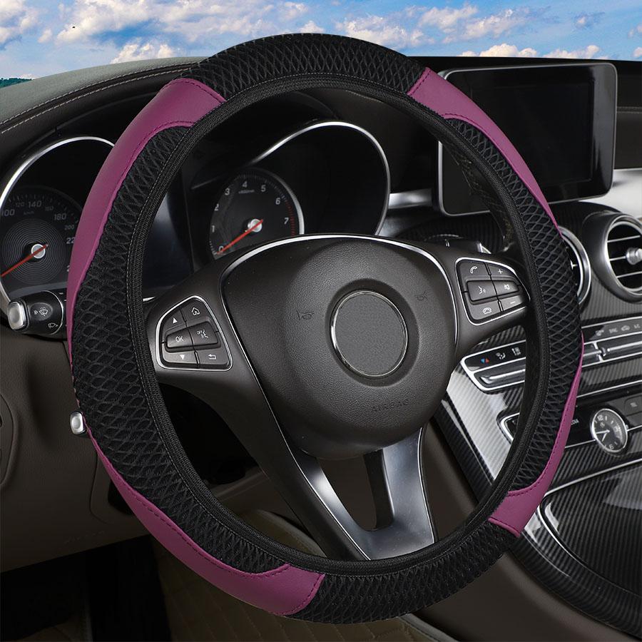 Car Steering wheel cover 3D Embossed No Inner Ring Car Steering Wheel Cover - Breathable Carbon Fiber Auto Parts Accessory