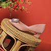 Satin Silk Square Buckle High Heels Women's Heel Thick Square Head Medium Heel Single Shoes Sheepskin Niche Design Sense Spring