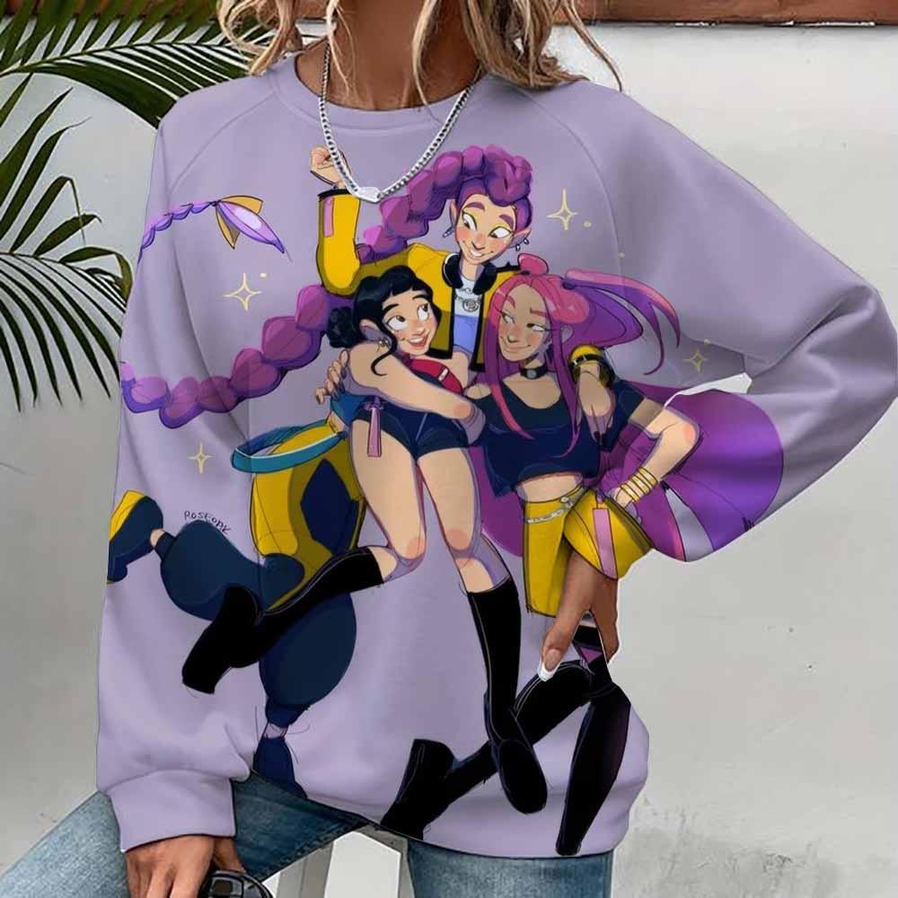 Modă Nouă Mânecă Lungă Gât Rotund Anime K-Pop Vânătorii de Demoni Hanorac Imprimat Sweatshirt Street Wear Femei Sweatshirt Huntrix Kpop