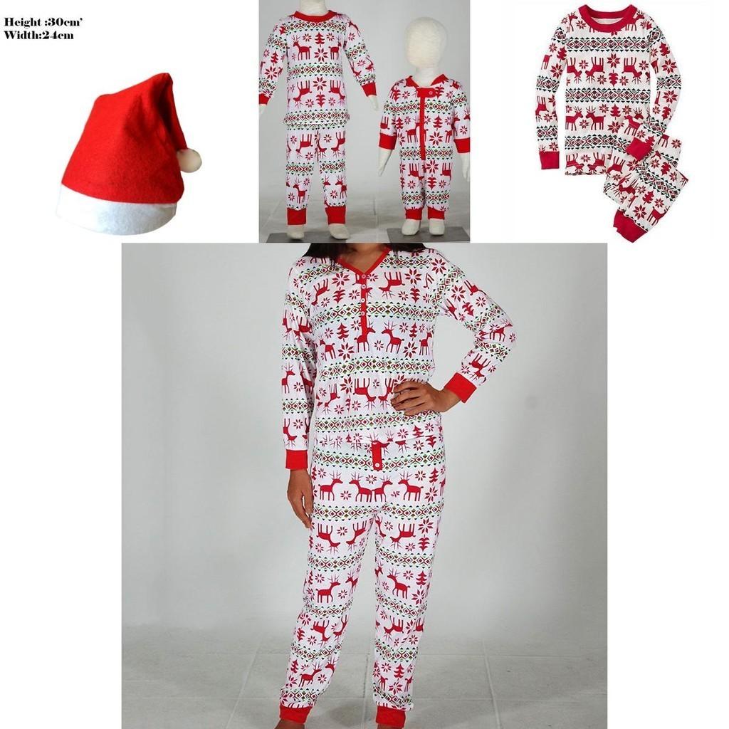 Festive Christmas Family Pajamas Set For Men Women Baby Kids Featuring Deer Print Design