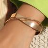 Gold Color Punk Irregular Metal Geometric Wide Bracelets for Women Men Vintage Smooth Twisted Cross Cuff Bangles Party Jewelry