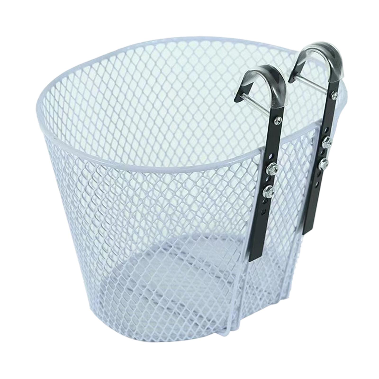 

Bike Front Basket with Adjustable Hooks Rustproof Organizer Sturdy Bicycle білий