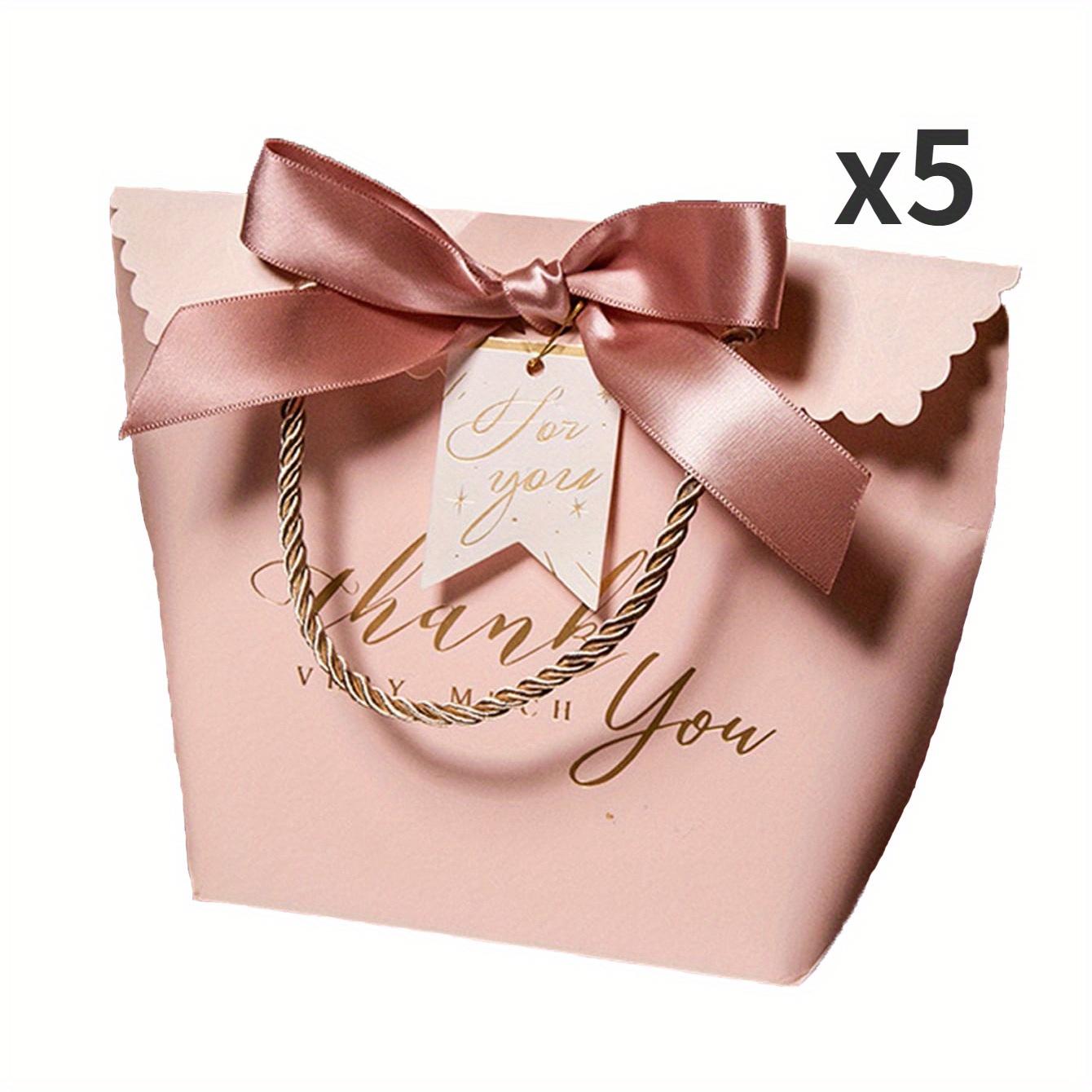 5/10pcs, Pink Thank You Handbag, Valentine s Day Gift Packaging Bags, Thank You Handbag, Hand-held Candy Boxes - Wedding & Party Other