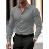 Lente Herfst Nieuwe Casual Heren Lange Mouw Zakelijke Overhemden Los Effen Kleur Modieus Comfortabel Veelzijdig Slim Fit Professionele Overhemden