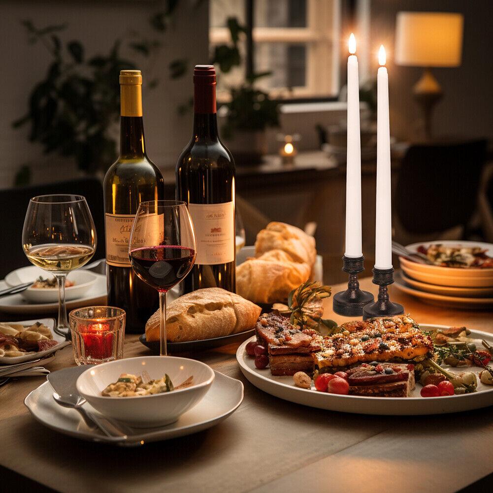 6Pcs LED Flameless Candles Flickering Taper Candles 3D Wick Candles Lamp with Remote Control Tea Lights for Wedding Home Decor