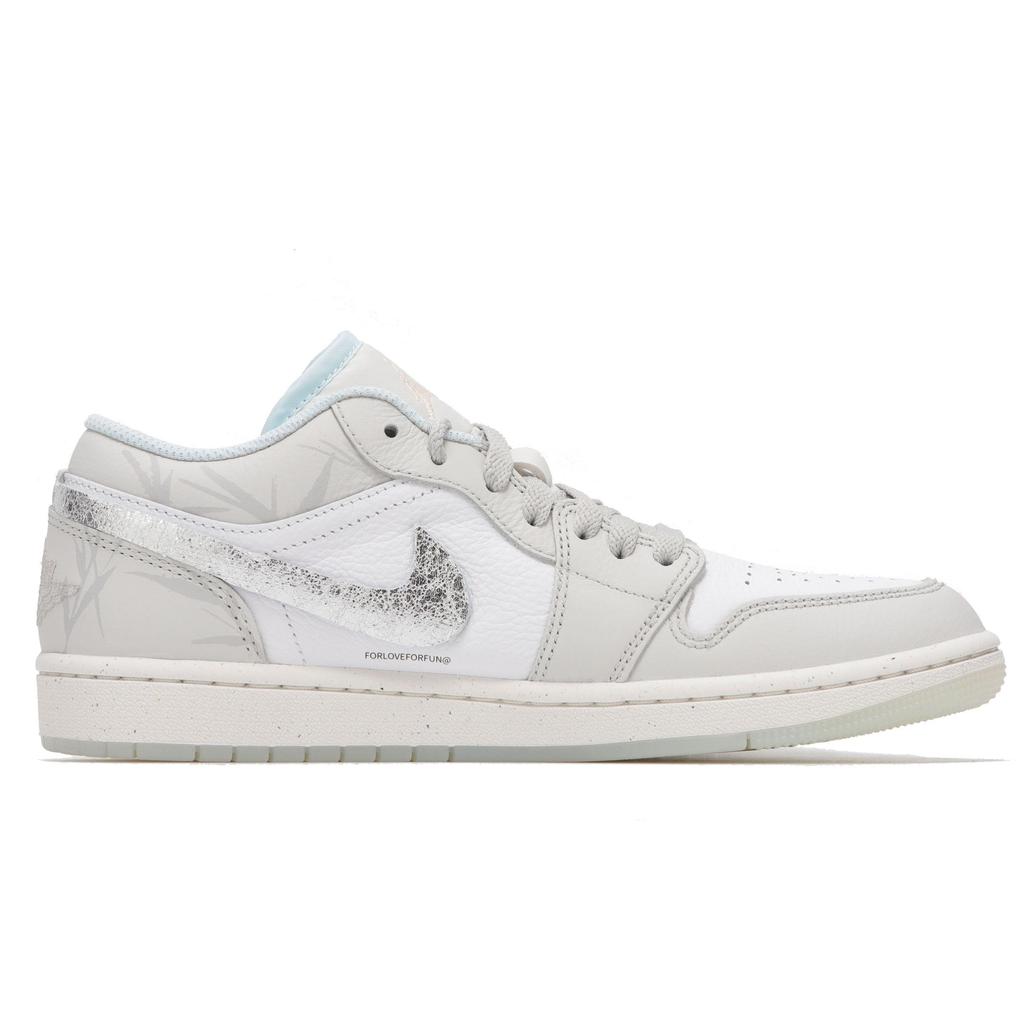 Jordan Air Jordan 1 Abrasion Resistant Low Top Vintage Basketball Shoes Women's Light Gray HJ5971-400(Team24-)