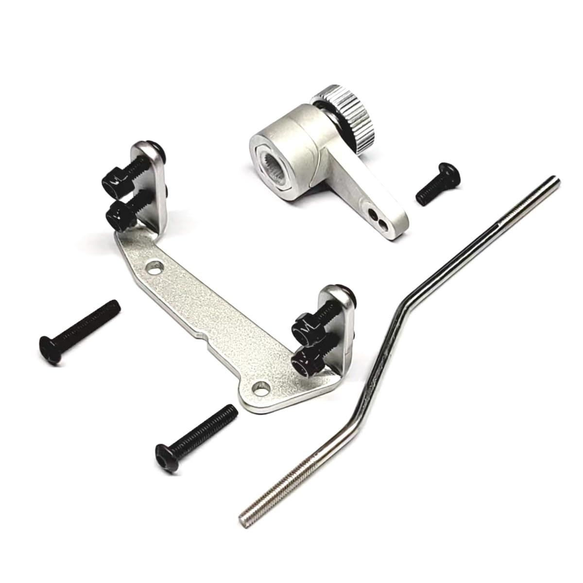 

Kingfly Aluminum Alloy Servo Mount, Includes 25T Aluminum Half Arm Servo for Tamiya Bullhead/Super Clod Buster 4x4x4 (Side Mount)