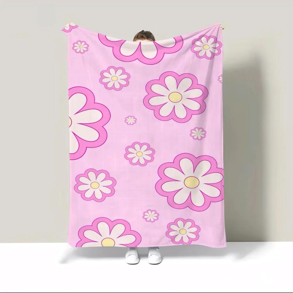 Cute Flowers Microfiber Blanket Oversized 200x300 Personalized Blanket Sofa Winter Home and Decoration Luxury Blankets Bed Throw