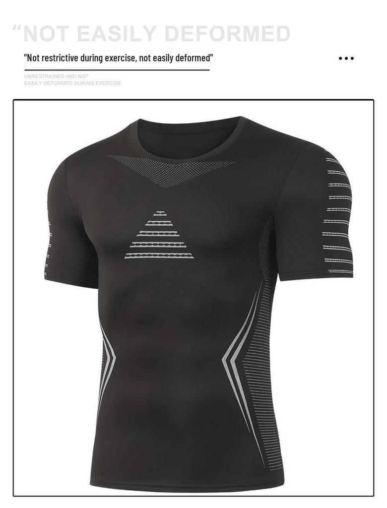Men's Quick-Dry Athletic Tee - Breathable, Sweat-Wicking, Tight-Fit for Running and Fitness
