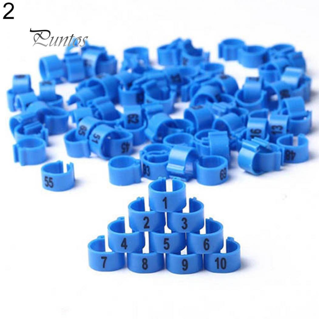 Кольца для ног птиц 100 штук синий