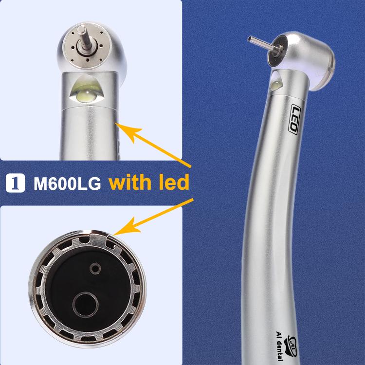 

Стоматологическая воздушная турбина AI-M600LG Stardard Head Self Generator Высокоскоростное соединение с стоматологическим креслом с 2/4 отверстиями